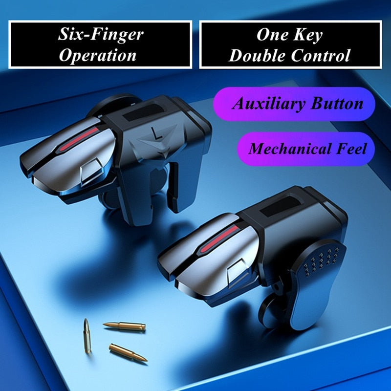 Handy Game Trigger Gamepad Joystick - 6-Finger Aim Shooting Kontroller für Android and IPhone PUBG-Spiel/Call of Duty