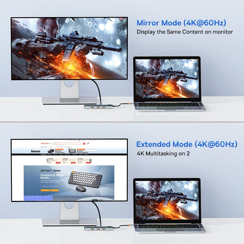 Baseus 4K 60Hz USB C Hubs - Maximale Konnektivität für Mac und USB-C Geräte!