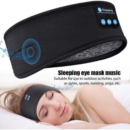 Ultimative Komfortlösung: Kabelloses Bluetooth-Headset in elastischem Sport-Stirnband mit Ohrmuscheln, Musik & Schlafmaske